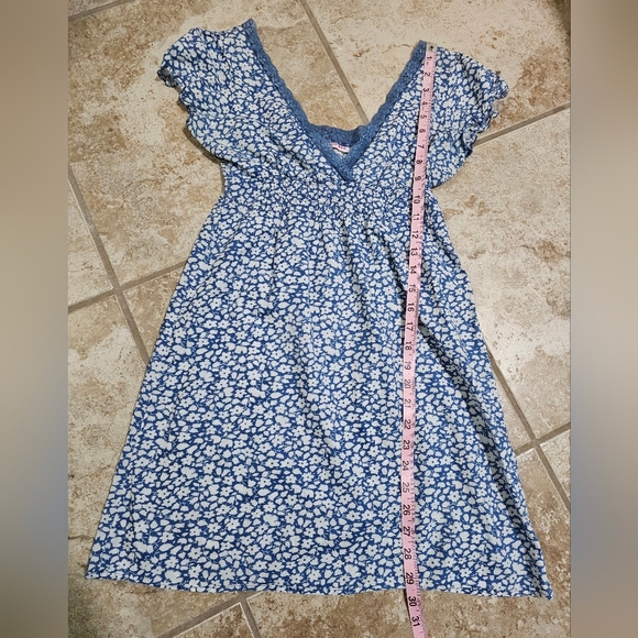 Tally Weijl Small Blue White Floral Lace Trim Mini Dress Cottagecore Y2K Style - Picture 6 of 6